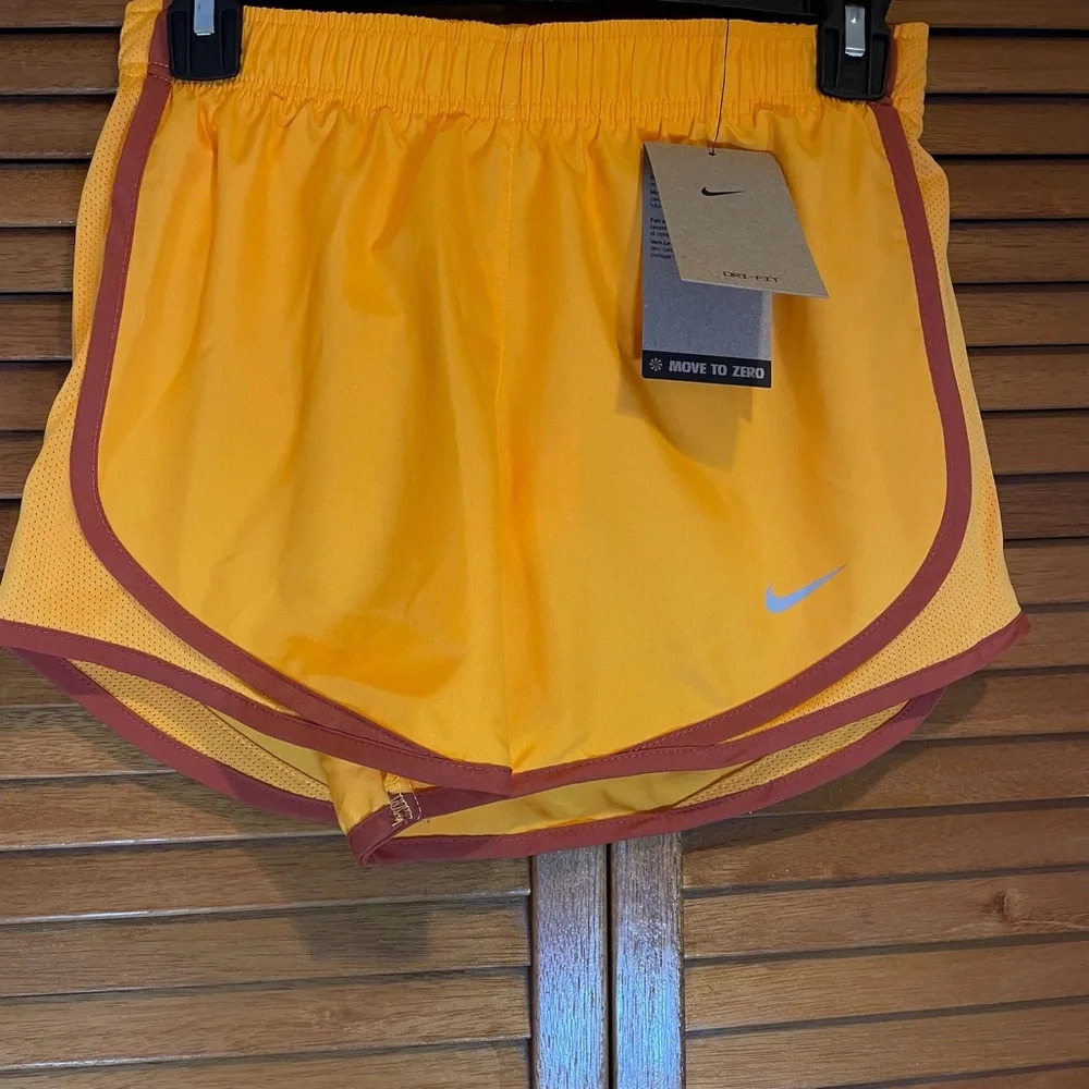 Nike Dri-Fit Women’s Orange Lined Tempo Athletic Running Shorts Sz XS NWT - Picture 4 of 7